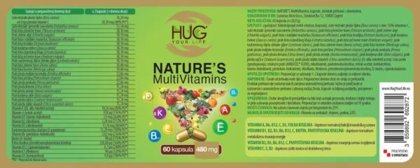 Hug Your Life NATURE'S MultiVitamins etiketa