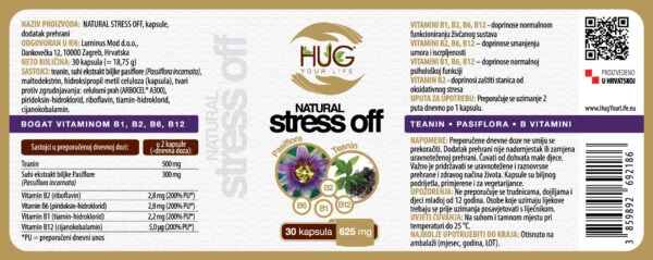 Hug Your Life Natural Stress Off etiketa