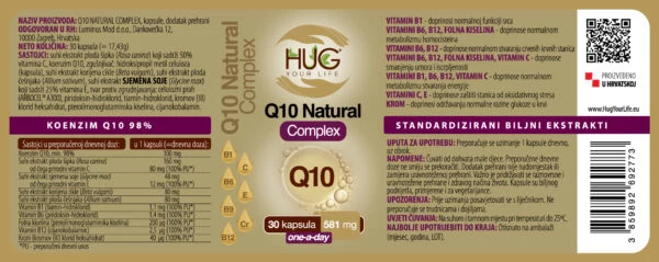 Hug Your Life Q10 Natural Complex etiketa