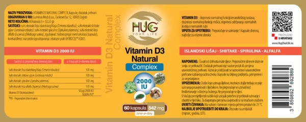 Hug Your Life Vitamin D3 Natural Complex etiketa